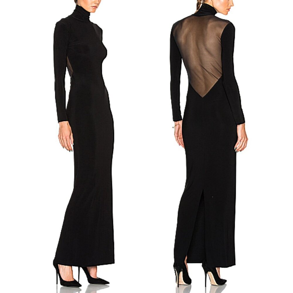 Norma Kamali Low Back Mesh Dress Sz S